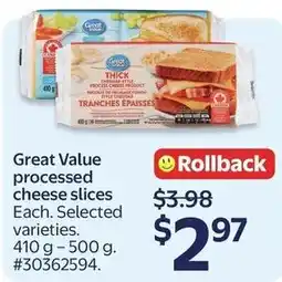 Walmart Great Value processed cheese slices offer