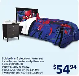 Walmart Spider-Man 2 piece comforter set includes comforter and pillowcase offer
