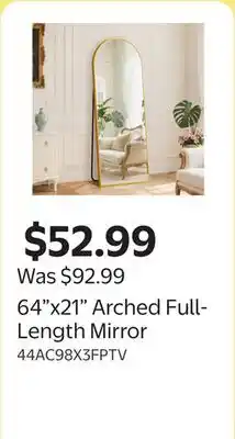 Walmart 64x21 Arched Full-Length Mirror offer