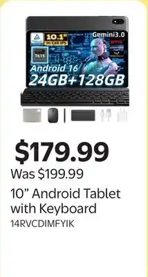 Walmart 10 Android Tablet with Keyboard offer