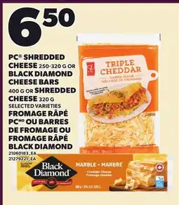 Independent Grocer PC SHREDDED CHEESE, 250-320 G OR BLACK DIAMOND CHEESE BARS, 400 G OR SHREDDED CHEESE, 320 G offer