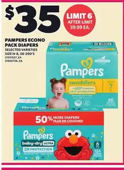 Loblaws PAMPERS ECONO PACK DIAPERS, 58-200'S offer