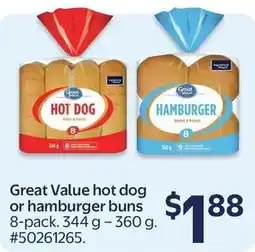 Walmart Great Value hot dog or hamburger buns offer
