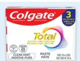 Walmart Colgate MaxFresh 3 x 150 mL or Total 3 x 120 mL toothpaste offer
