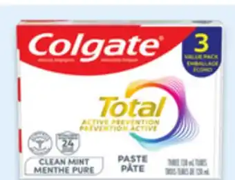 Walmart Colgate MaxFresh 3 x 150 mL or Total 3 x 120 mL toothpaste offer