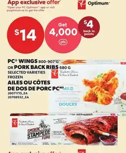 Independent Grocer PC WINGS, 800-907 G OR PORK BACK RIBS, 680 G offer