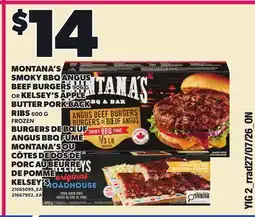 Independent Grocer MONTANA'S SMOKY BBQ ANGUS BEEF BURGERS, 906 G OR KELSEY'S APPLE BUTTER PORK BACK RIBS, 600 G offer