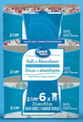Walmart Great Value 2-ply facial tissues offer