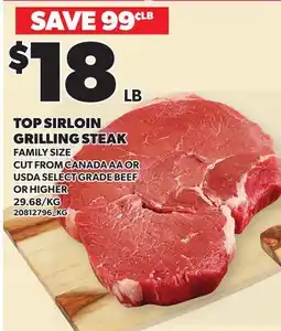Loblaws TOP SIRLOIN GRILLING STEAK offer