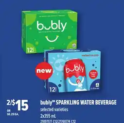 Loblaws BUBLY SPARKLING WATER BEVERAGE offer