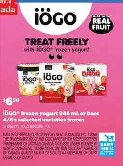 Loblaws IÖGO FROZEN YOGURT, 946 mL or BARS, 4/8's offer
