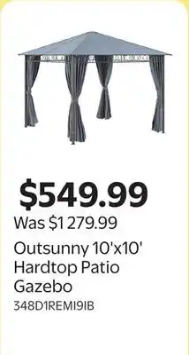 Walmart Outsunny 10'x10' Hardtop Patio Gazebo offer