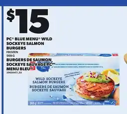 Independent Grocer PC BLUE MENU WILD SOCKEYE SALMON BURGERS offer