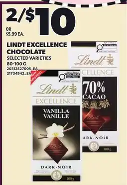 Loblaws LINDT EXCELLENCE CHOCOLATE offer