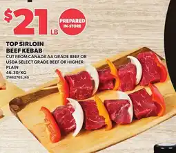 Loblaws TOP SIRLOIN BEEF KEBAB offer