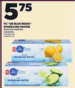 Loblaws PC OR BLUE MENU SPARKLING WATER offer