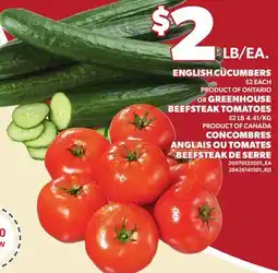 Independent Grocer ENGLISH CUCUMBERS OR GREENHOUSE BEEFSTEAK TOMATOES offer