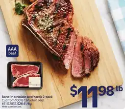 Walmart Bone-in striploin beef steak offer