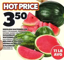 Independent Grocer SEEDLESS WATERMELON, 11 LB AVERAGE OR SUGARBABY WATERMELON offer