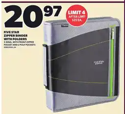 Loblaws FIVE STAR ZIPPER BINDER WITH FOLDERS offer