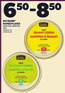 Loblaws NO NAME PAPER PLATES, 40'S offer