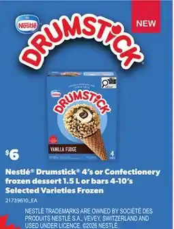 Loblaws NESTLÉ DRUMSTICK 4'S OR CONFECTIONERY FROZEN DESSERT 1.5 L OR BARS 4-10'S offer