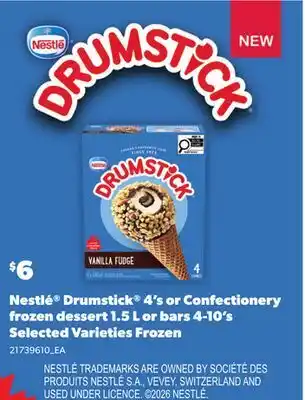 Loblaws NESTLÉ DRUMSTICK 4'S OR CONFECTIONERY FROZEN DESSERT 1.5 L OR BARS 4-10'S offer