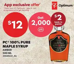 Loblaws PC 100% PURE MAPLE SYRUP offer