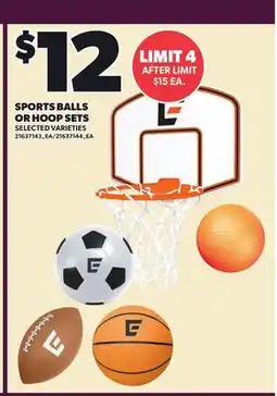 Loblaws SPORTS BALLS OR HOOP SETS offer