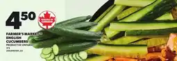 Loblaws FARMER'S MARKET ENGLISH CUCUMBERS, 3'S offer