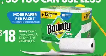 Loblaws BOUNTY PAPER TOWEL, 6=12 roll offer