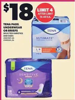 Loblaws TENA PADS, UNDERWEAR OR BRIEFS offer