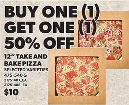 Loblaws 12 TAKE AND BAKE PIZZA offer