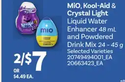Loblaws MIO, KOOL-AID & CRYSTAL LIGHT LIQUID WATER ENHANCER, 48 ML AND POWDERED DRINK MIX offer