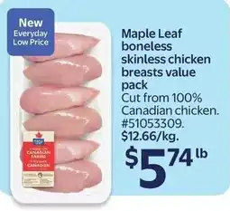 Walmart Maple Leaf boneless skinless chicken breasts value pack offer