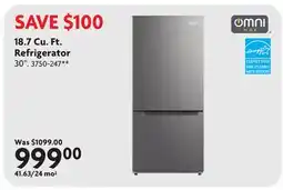 Home Hardware 18.7 Cu. Ft. Refrigerator offer