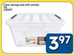 Rossy Clear storage tote with wheels offer
