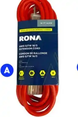 RONA RONA SJTW, 16/3, 13-A, 4.5-m (14.9') orange outdoor extension cords offer
