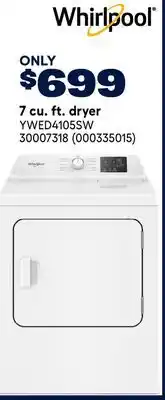 RONA 7 cu. ft. dryer offer