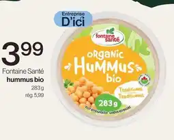 Avril Fontaine Santé hummus bio offer