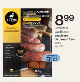 Avril Canards du Lac Brome saucisses de canard frais offer