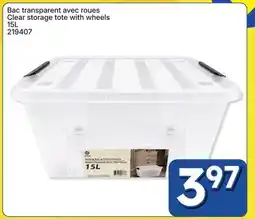 Rossy Clear storage tote with wheels offer