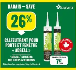BMR 26% de rabais sur le calfeutrant pour porte et fenêtre Adseal offer