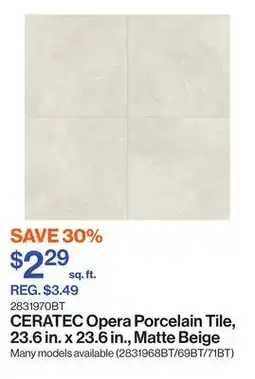 Patrick Morin Opera Porcelain Tile, 23.6 in. x 23.6 in., Matte Beige offer