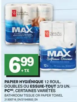 L'Intermarché PAPIER HYGIÉNIQUE 12 ROUL. DOUBLES OU ESSUIE-TOUT, 2/3 UN. | BATHROOM TISSUE OR PAPER TOWEL offer