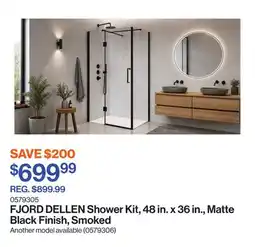 Patrick Morin DELLEN Shower Kit, 48 in. x 36 in., Matte Black Finish, Smoked offer