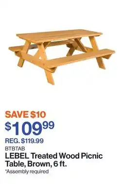 Patrick Morin Treated Wood Picnic Table, Brown, 6 ft offer