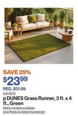 Patrick Morin DUNES Grass Runner, 3 ft. x 4 ft., Green offer