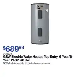 Patrick Morin Electric Water Heater, Top Entry, 6-Year/6-Year, 240V, 40 Gal offer