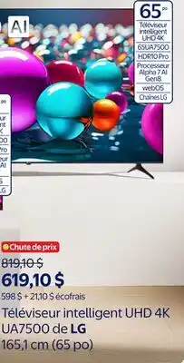 Walmart Téléviseur intelligent UHD 4K UA7500 de LG 165,1 cm (65 po) offer